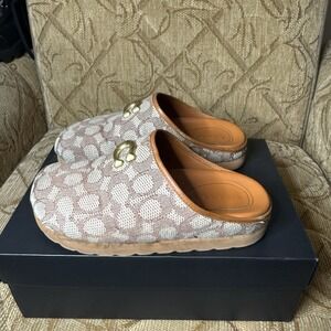 COACH Hadley Signature Logo Print Jacquard Clogs - US Size 6B Used